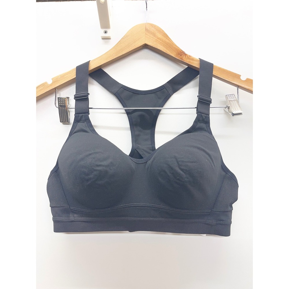 Victoria Sport Black High Impact Racerback Sports Bra Adjustable Straps 34B